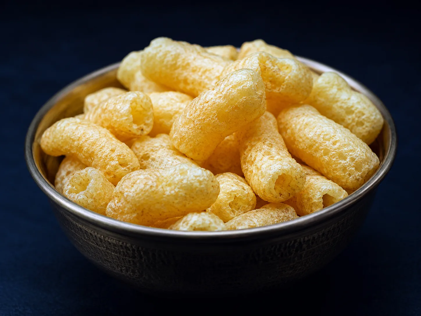 Extruded potato snack pellets and finished puffs made with potato flakes and potato granules