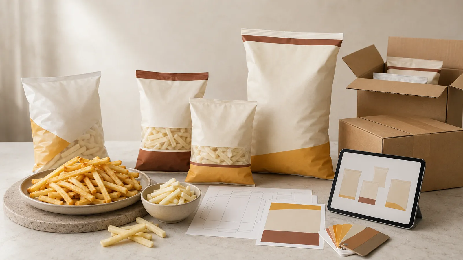Frozen French fries retail bags for private label supermarket supply