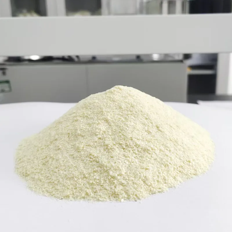 Food-grade potato granules close-up for instant mash production